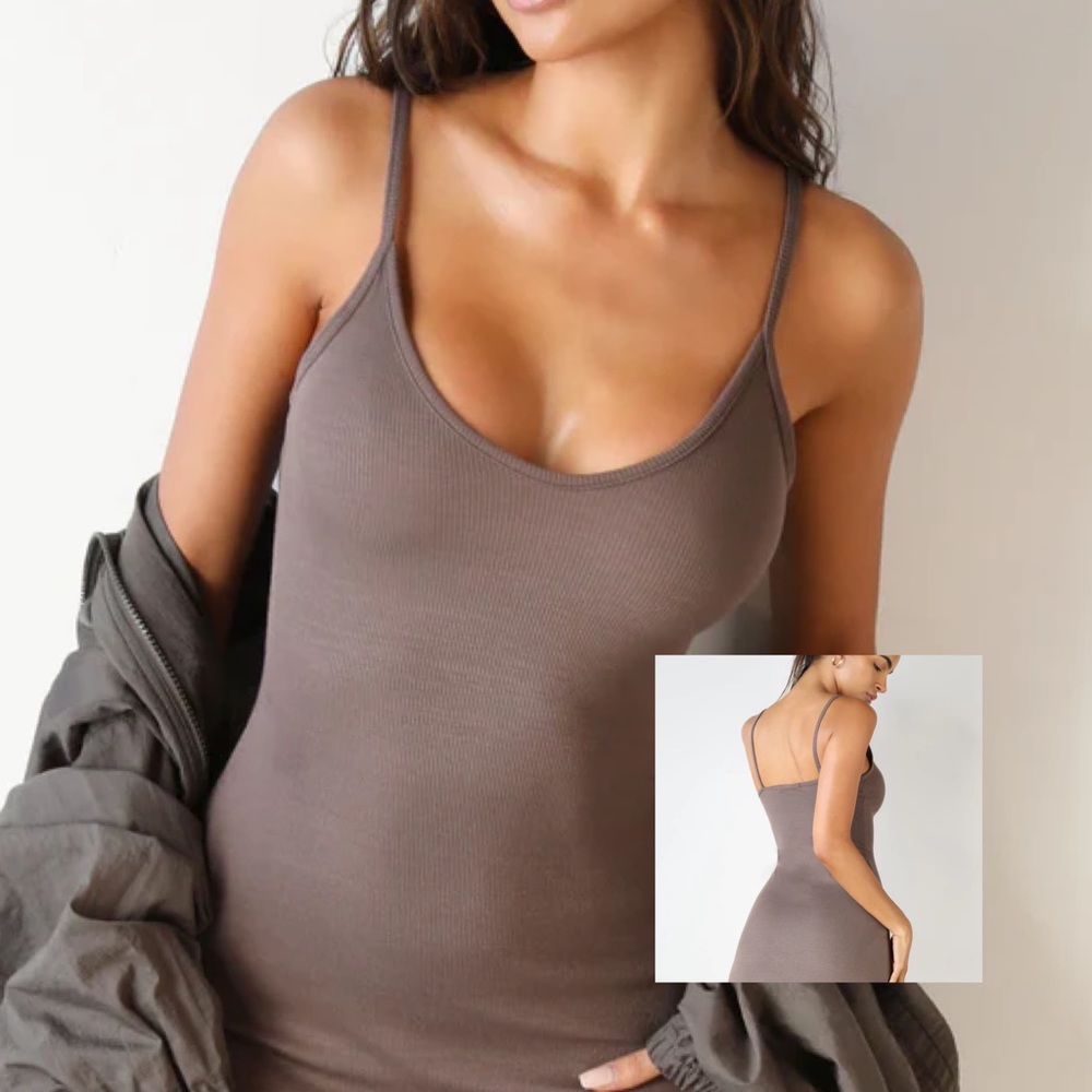 JOAH BROWN SLIP DRESS - MAUVE M/L